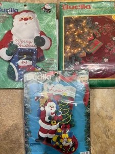 Bucilla Felt Christmas Bundle Of 3 Stocking Tree Skirt Santa Mail Holder - Picture 1 of 7