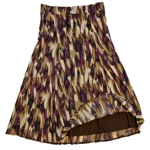 Anne Klein A Line Skirt Purple Brown Beige Abstract Print Maxi Womens Size Small - Picture 1 of 7