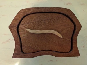 Scatola in legno di mogano fatta a mano con manico in acero - Foto 1 di 8