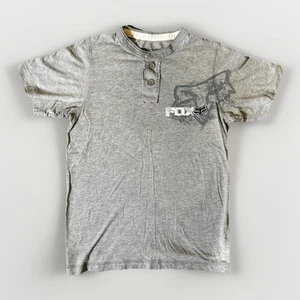 Fox Racing Company Hombres Pequeña Gris Henley Camiseta Moto BMX MX Gráfico Camiseta - Imagen 1 de 3