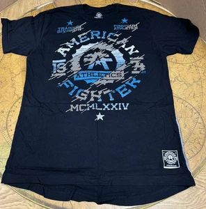 American Fighter T Shirt Mens 2XL XXL Black Premium Athletics MMA Double Sided - Picture 1 of 13