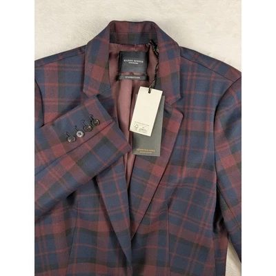 Blazer a Cuadros Nuevo con Etiquetas $225 Maison Scotch Starwatcher XS Azul Borgoña Chaqueta de Carrera Foto 1 de 4