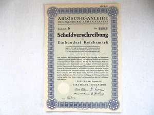 Schuldverschreibung, Anleihe, Hamburgischer Staat über 100 Reichsmark (1927) - Bild 1 von 1