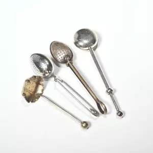 Tea Strainer Stirrer Sugar Sifting Spoon Infuser 4 piece Vintage and Antique Lot - Picture 1 of 6