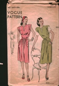 5417 Vintage Vogue Sewing Pattern Misses 1940s One Piece A Line Dress Casual 14 - Picture 1 of 2