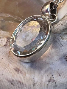 Charles Albert Faceted Quartz Crystal & Sterling Silver Artisan Pendant Necklace - Picture 1 of 24