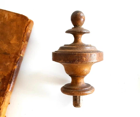 Antique French wood carving post finial topper for stairs post furniture 4.25 in Cover