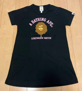 A BATHING APE BAPE KIDS Short-sleeved Girl's Dress 120 approx. 6T-7T black pink - Picture 1 of 21