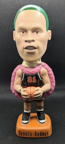 Vintage Dennis Rodman Chicago Bulls Black Jersey Green Hair Bobblehead From 1997 Cover