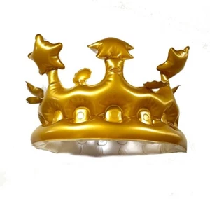 Inflatable Kings Crown Fancy Dress Accessory Prop Royalty Medieval Fantasy - Picture 1 of 2