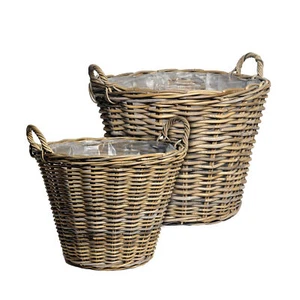 Landhaus Pflanzen Korb Weide natur - 2 Größen - Rattan Blumen Topf Garten Deko - Bild 1 von 3