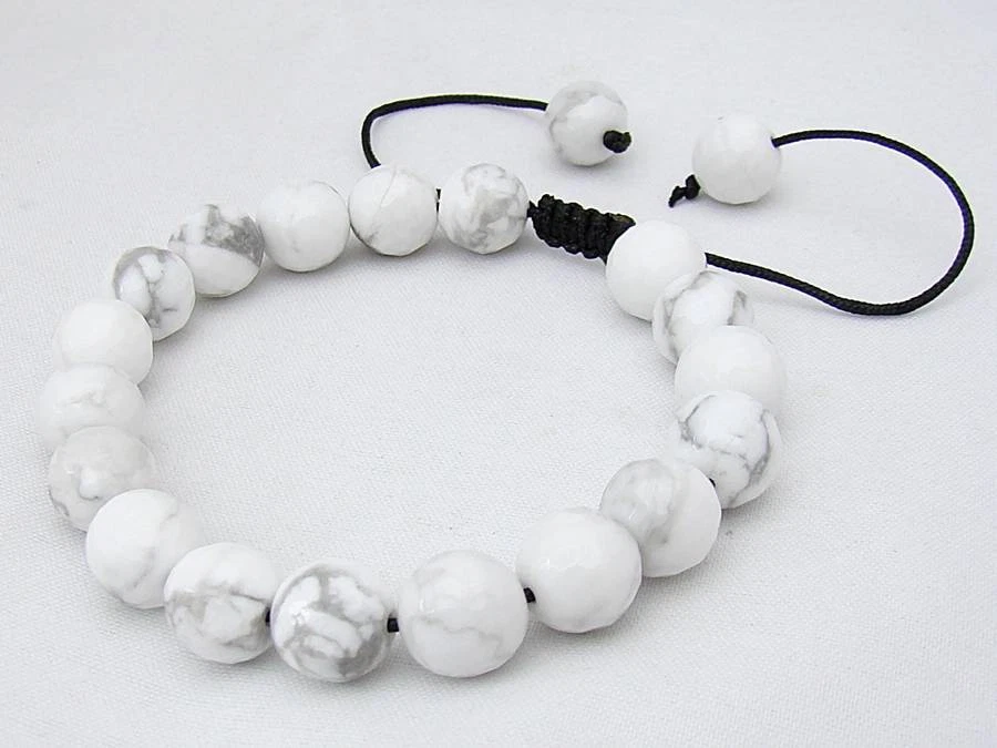 Men's Gemstone Beaded Bracelet all 10mm WHITE TURQUOISE STONE beads - Image 1 of 1