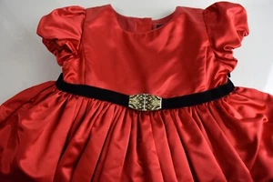$465 New Ralph Lauren SILK Girls Kids Dress Red CRYSTAL  Buckle Christmas 18 M - Picture 1 of 8
