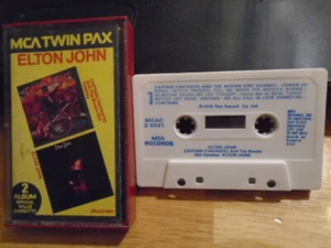 RARE OOP Elton John 2 on 1 CASSETTE TAPE Captain Fantastic + self titled 1981 ! - Picture 1 of 2