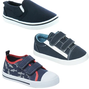 KIDS BOYS CHILDREN CANVAS SHOES SUMMER PUMPS CASUAL FLAT LOW PLIMSOLLS TRAINERS - Picture 1 of 8