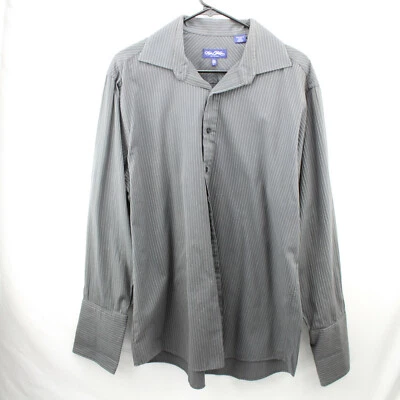 Sean John Men Gray Striped Long Sleeve Button Up Dress Shirt L 16.5 32/33 - Image 1 of 4