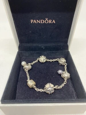 Original Pandora Armband mit 5 Clip Charm Elementen * 19 cm lang * Silber * - Bild 1 von 4