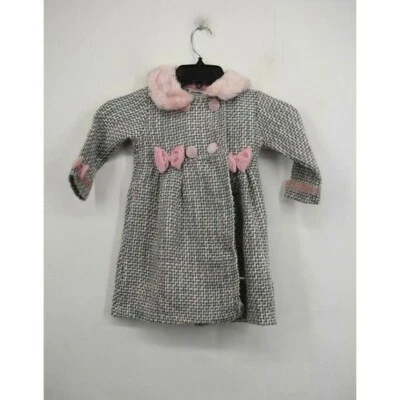 Cárdigan de piel manga larga frente abierto rosa y gris Blueberi Boulevard para niños pequeños 2T Foto 1 de 4