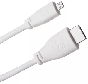 Official Raspberry Pi Micro HDMI - Standard HDMI 2.0 Cable for RP Pi 4 5 - White - Picture 1 of 3
