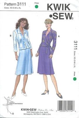 Kwik Sew 3111 Button Front or Side Tie Tops & Wrap Skirt Sz XS-XL UNCUT Pattern - Image 1 of 4