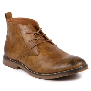 Tan Brown Men's Lace up Formal Dress Casual Oxford Ankle Boots - Picture 1 of 6