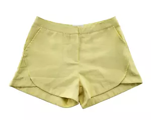 Womens Size L Yellow Textured High Waisted Scalloped Shorts With Pockets NEW NWT - Picture 1 of 8