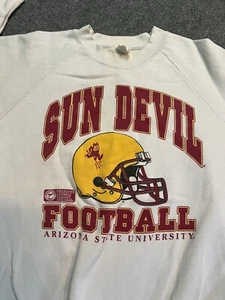 Vtg Sun Devil Sweatshirt Arizona State Football USA made Large Flaw - Picture 1 of 8