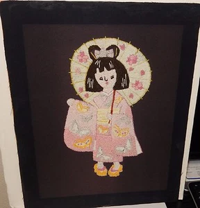 PINTURA TAPIZ BORDADO NIÑA JAPONESA - Imagen 1 de 2