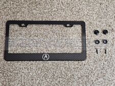 Acura Logo Carbon Fiber Printed Pattern Black Aluminum License Plate Frame