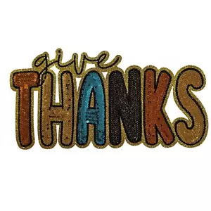 Brillo y brillo con un brillante parche para planchar "Da gracias" | 11" x 5,5" - Imagen 1 de 3
