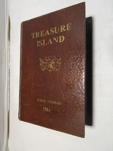 Caja de madera vintage con forma de libro "Treasure Island" 1883 imitación cuero - Imagen 1 de 10