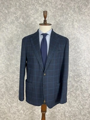Linea Sartoriale Blue Windownape Wool Cashmere Flannel Unlined Blazer 46, EU 56 - Image 1 of 4