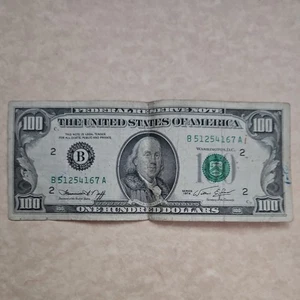Small Face $100 bill (One Hundred Dollar Bill) - Series 1974 - Picture 1 of 3