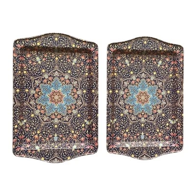 2 Small Metal Trays Turkish Serving Coffee/Tea Tray, Perfect Housewarming Gift - Image 1 of 4