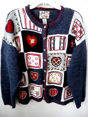 Cárdigan tejido vintage XL Heirloom Collectibles DÍA DE SAN VALENTÍN corazones pre-amado Foto 1 de 4
