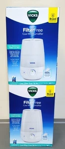 Two Brand-new Vicks 1 Gallon Filter Free Cool Mist Humidifiers, 400 sq ft White - Picture 1 of 1