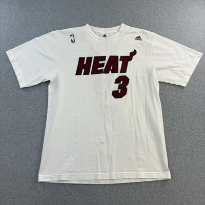 Miami Heat Shirt Mens Medium NBA Basketball Dwyane Wade 3 Adidas Tee Adult - Image 1 of 4