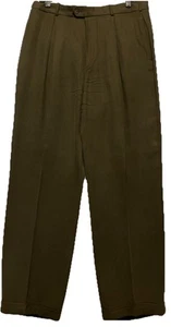 Barry Bricken Vintage Seide grün Hose Plissee Größe 34 x 33 Bündchen Karofarbe - Bild 1 von 8