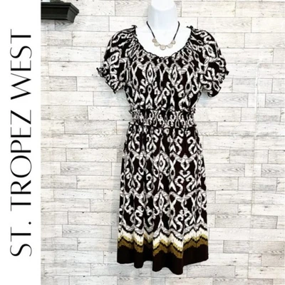 Vestido de Verano ST. TROPEZ WEST Marrón y Blanco Manga Corta, 4 Foto 1 de 4