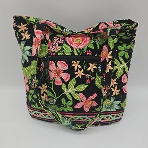 Vera Bradley Handtasche Schultertasche schwarz rosa grün Blumen Urlaub gepflegt! - Bild 1 von 8