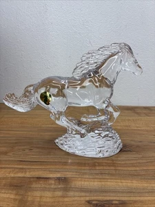 Vintage Waterford Crystal Running Horse Statue Sculpture Slovenia 6.5" - Picture 1 of 4