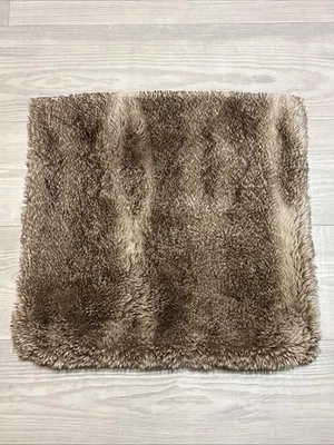 POTTERY BARN Faux Fur Throw Pillow Cover Brown Square Plush Luxe Cozy 18”x 18” - Image 1 of 4