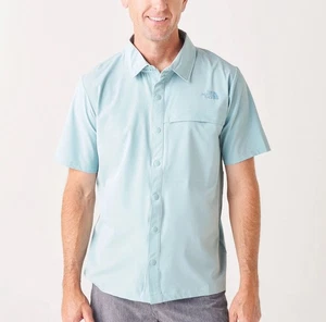 The North Face Camicia Uomo L Blu First Trail UPF Manica Corta Snap Flash Dry - Foto 1 di 9