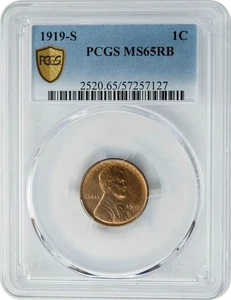 1919-S Lincoln Cent 1c MS65RB PCGS Secure 949892-33 - Picture 1 of 5