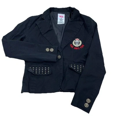 Chaqueta Blac Label Rosa Mujer Mediana Negra Blazer Abrigo Deportivo Botón Gótico Punk Foto 1 de 4