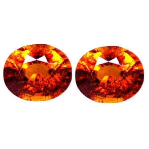 4.60 Cts (2 pcs) Matching Pair (9 x 7 mm) Orangy Red Hessionite Garnet Loose Gem - Picture 1 of 7