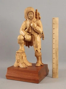 Eccezionale scultura scultura intagliata a mano Western MOUNTAIN MAN cacciatore, senza prezzo di riserva - Foto 1 di 11