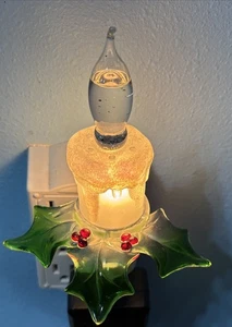 Vintage Winter Weihnachten Kerzenständer Nachtlicht mit flackernder Flamme Glühbirne - Bild 1 von 15