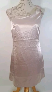 TOPSHOP Champagne Mini Dress Cowl Slip Asymmetric Satin BNWT Women's UK 10 - Picture 1 of 16
