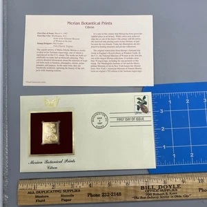 MERIAN BOTANICAL PRINTS 22kt Gold Stamps First Day Issue 32 Cent CITRON - Picture 1 of 4
